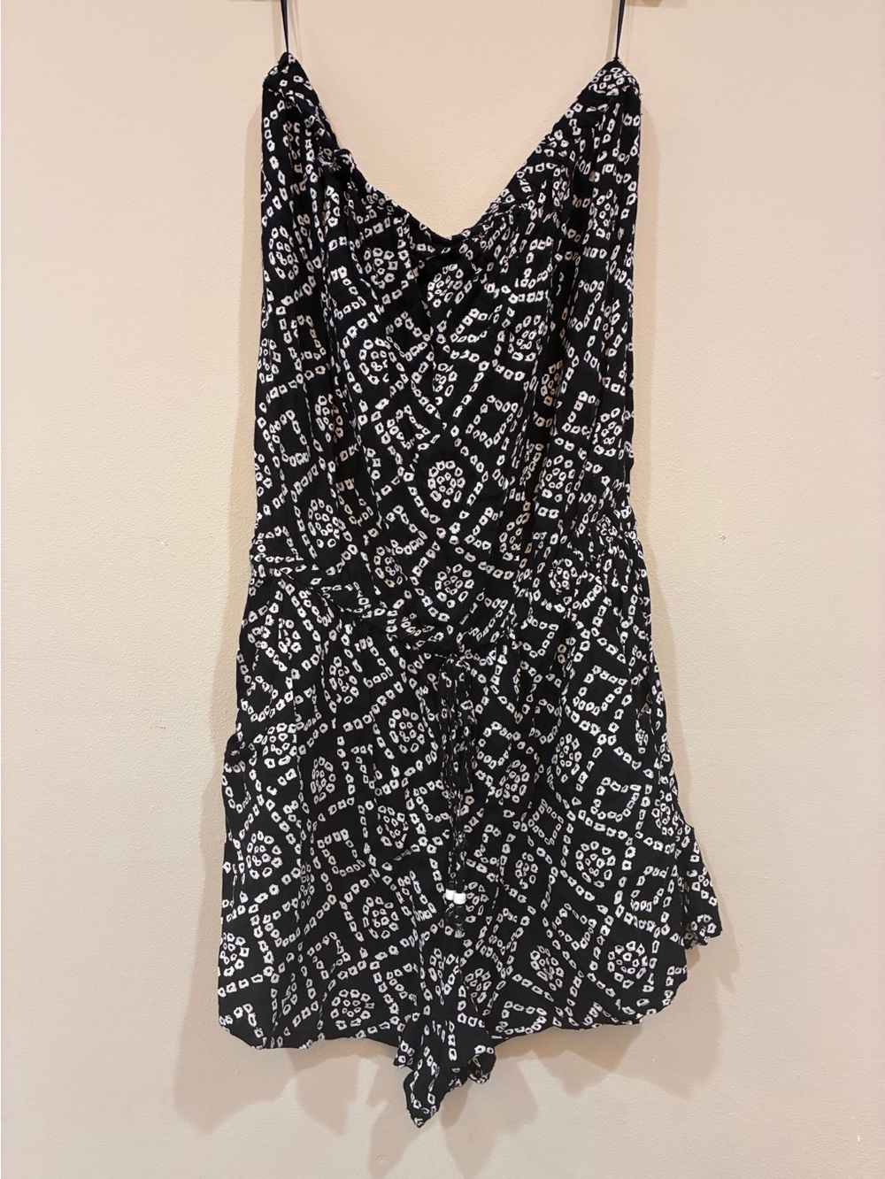 Angie Black and White Printed strapless Romper